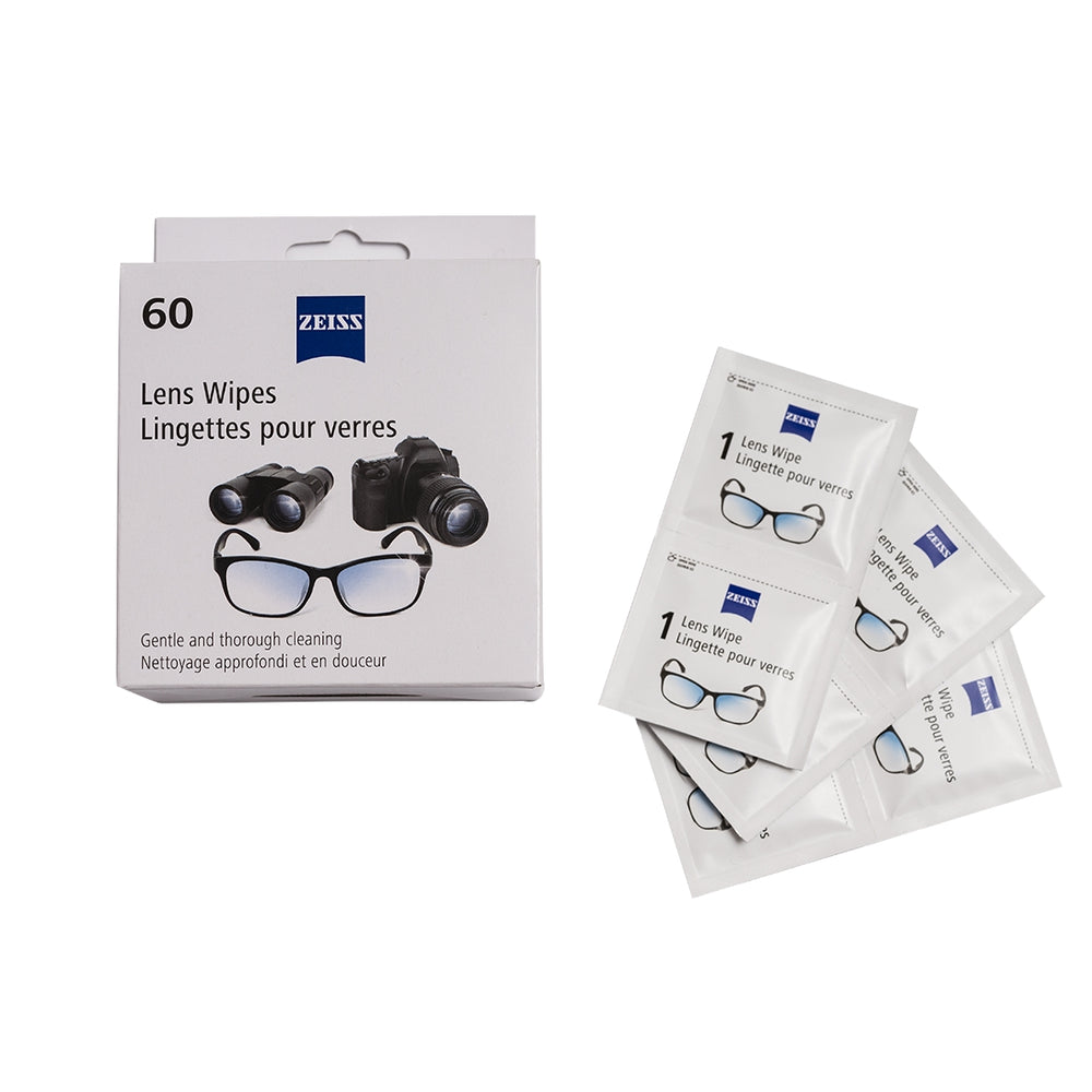 Zeiss pre-moistened lens wipes, 60-pack box