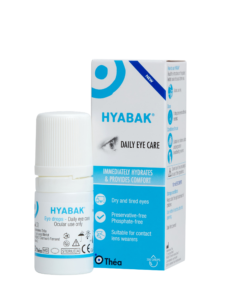 Thea Hyabak preservative-free eye drops, box and bottle
