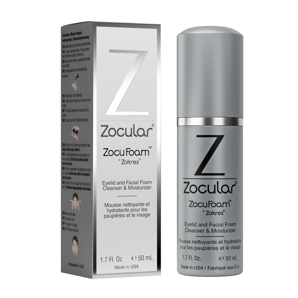 ZocuFoam eyelid cleansing foam, box and bottle