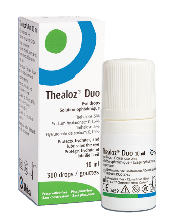 Thealoz Duo preservative-free lubricating eye drops bottle